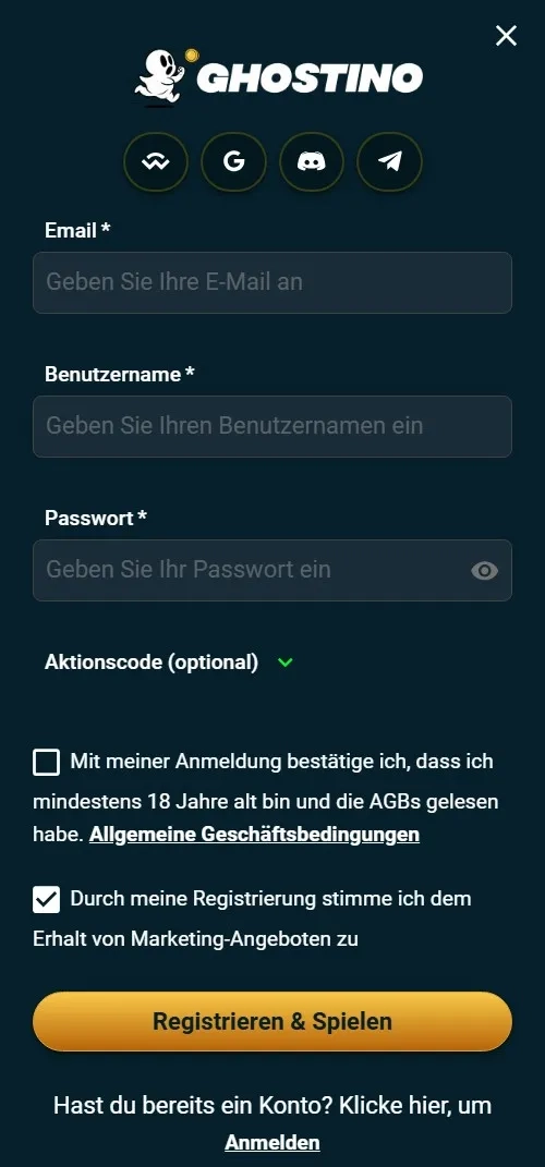 Ghostino casino registrieren